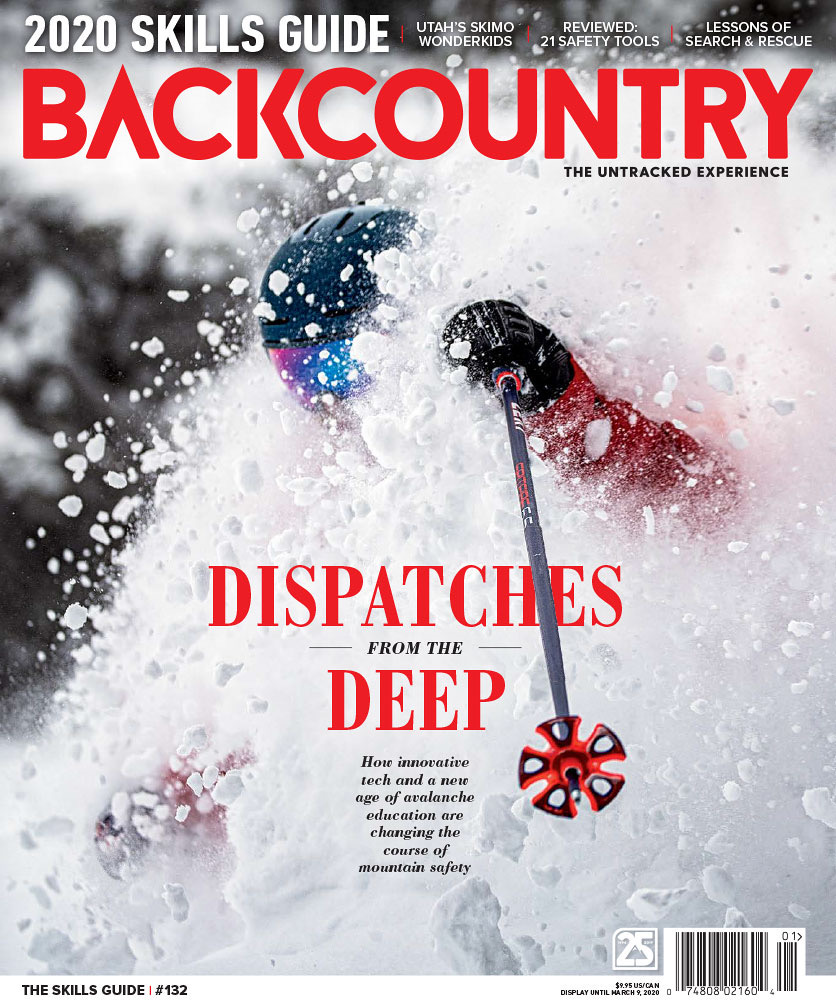 Tyler Peterson skiing Alta on the cover of Backcountry magazine